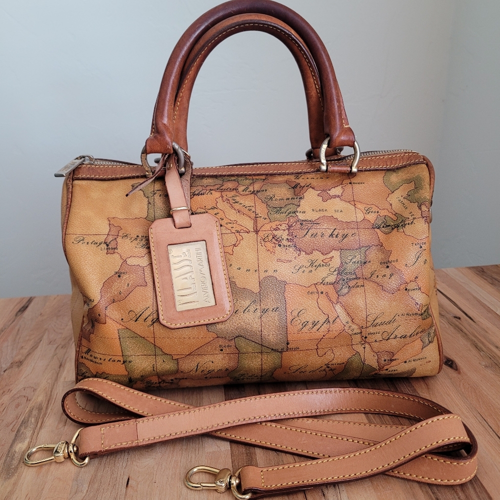 Alviero Martini Map Bag, Tan